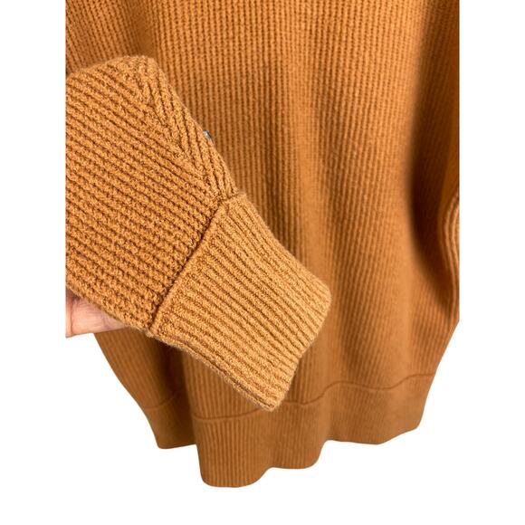 Aerie Oversized Boho Knit Soft Drop‎ Sleeve Tan Crewneck Sweater Size XS - Picture 4 of 9